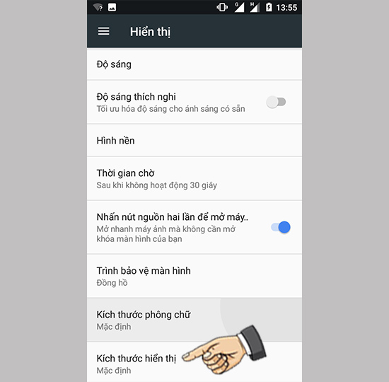 Chọn kích thước hiển thị